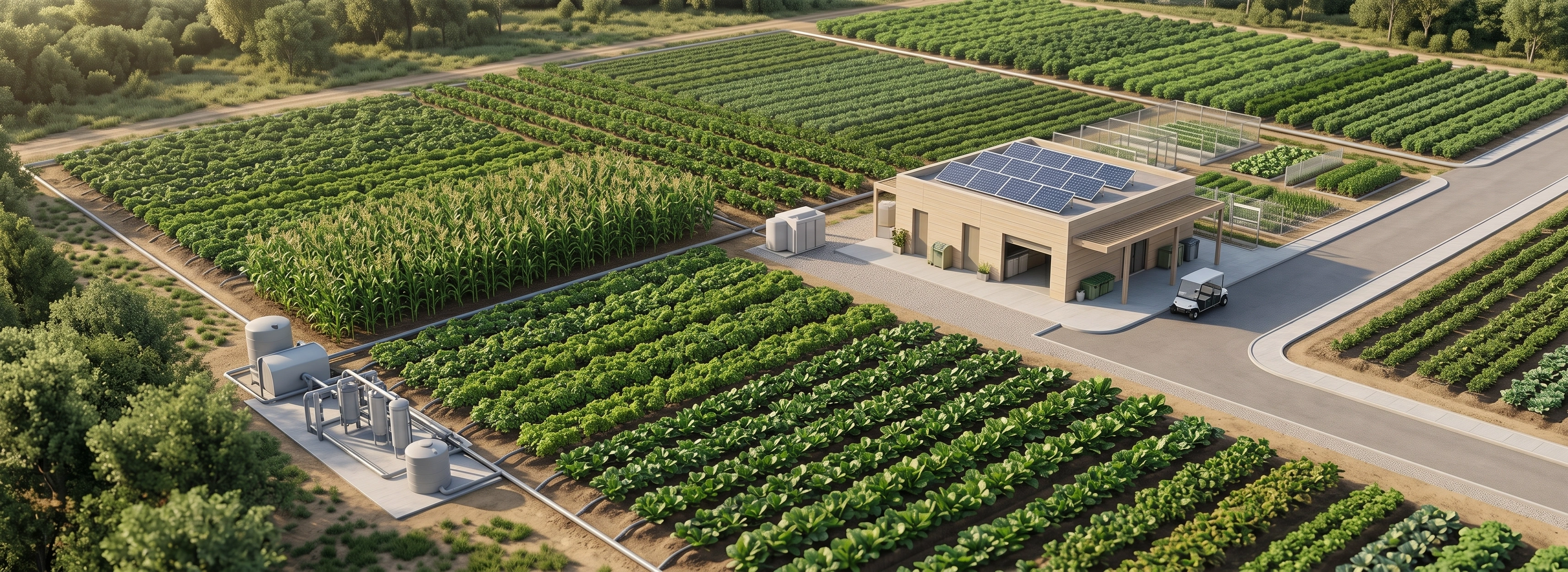 Solar panels in an agricultural landscape